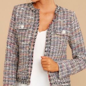 NWT Jealous Tomato multicolored Tweed jacket with frayed edges